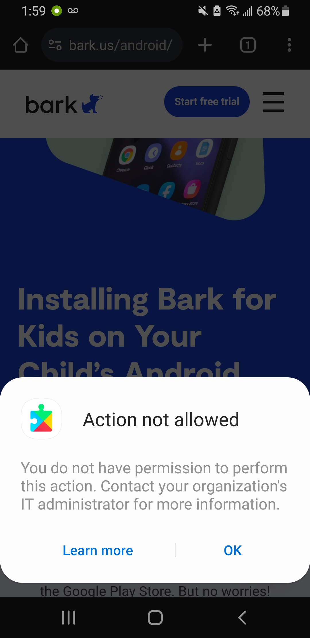 family link android - action not allowed error when installing bark kids.jpg