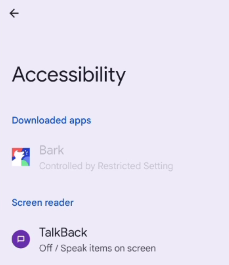 bark kids app android - Accessibility Bark - Controlled by Restricted Setting.png