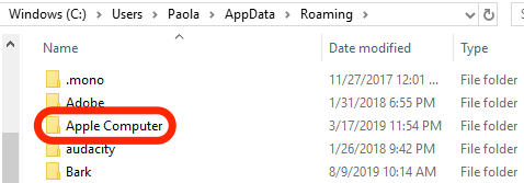 apple computer folder in appdata roaming
