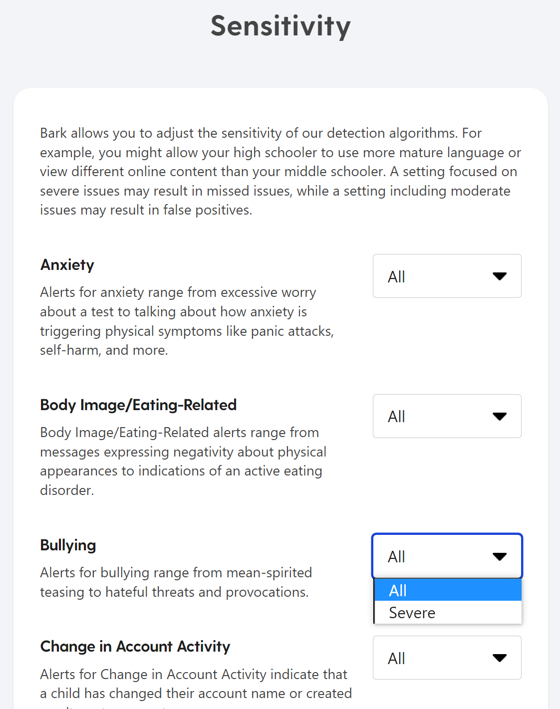 How to adjust the sensitivity of alerts – Bark