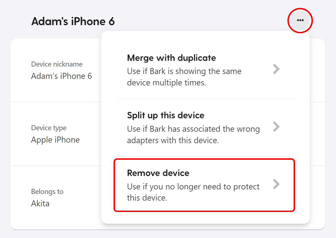 How to remove a device – Bark