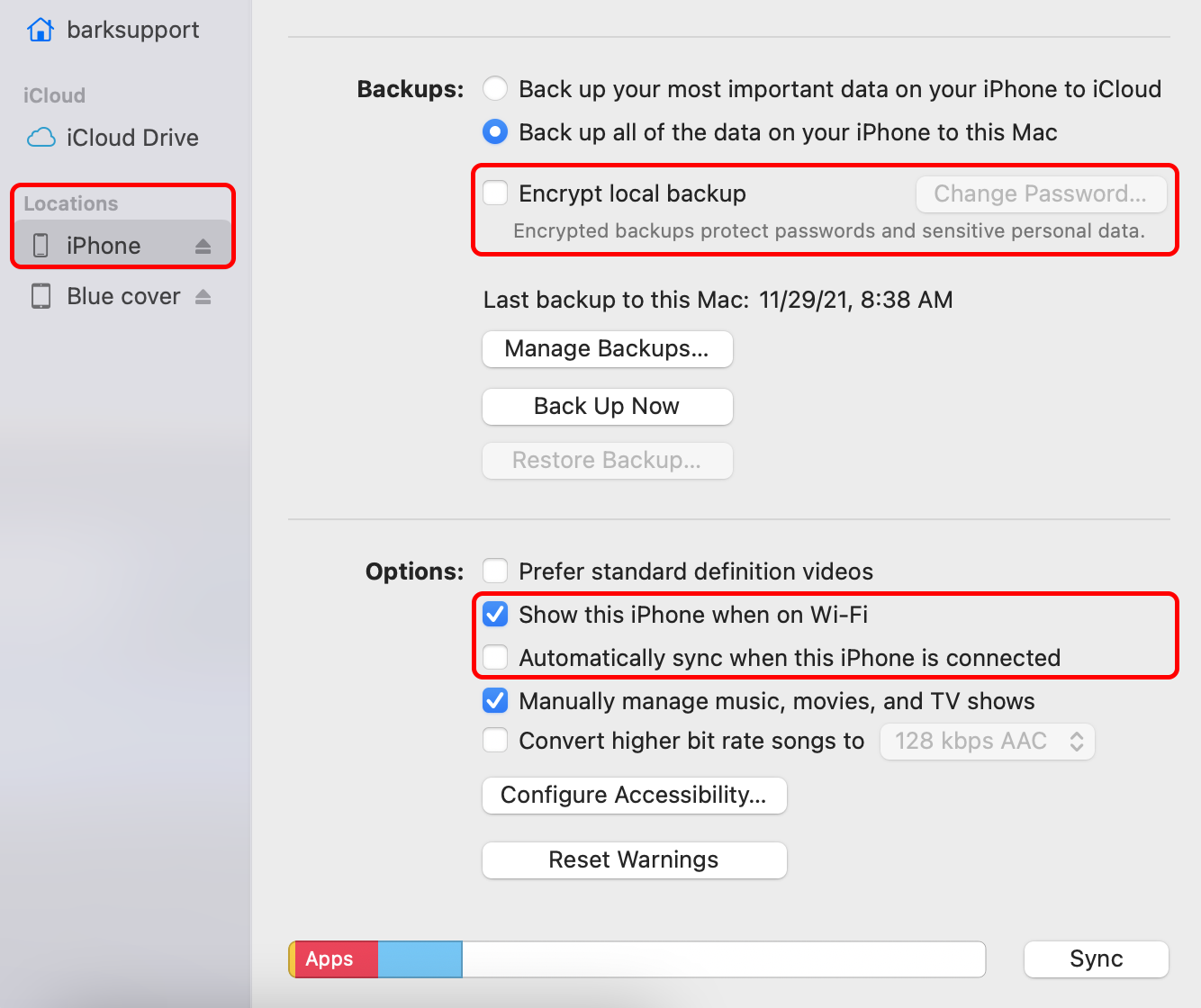 iOS device not detected over WiFi Bark